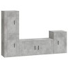 JUNZAI Ensemble de Meubles TV 4 pcs Gris béton Bois dingénierie,Meuble TV,Table TV,Ensemble Meuble TV