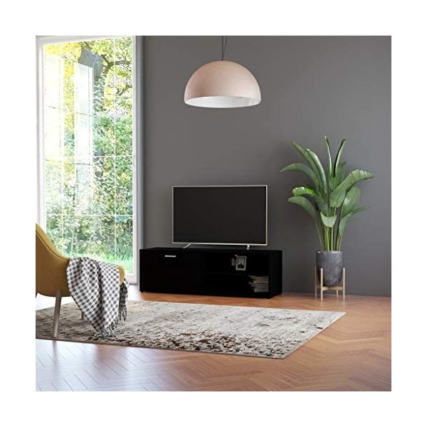 vidaXL Meuble TV en aggloméré Noir 120 x 34 x 37 cm