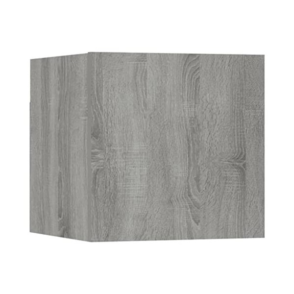 Ausla Meuble TV Mural, Meuble TV en Bois Gris Solide et Lisse pour bibelots