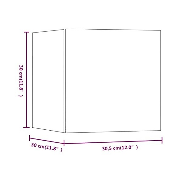Ausla Meuble TV Mural, Meuble TV en Bois Gris Solide et Lisse pour bibelots