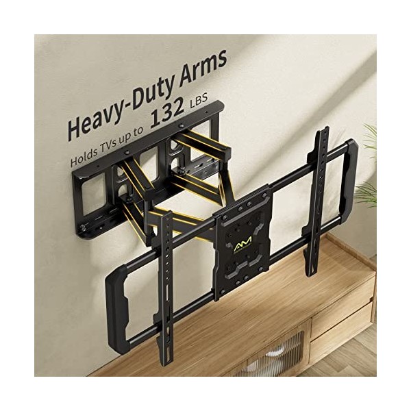 Support mural pour TV à mouvement complet pour la plupart des téléviseurs OLED QLED 4K plat/incurvés de 37 à 75 pouces - Supp