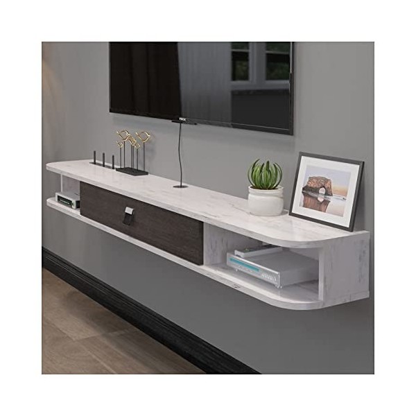 Console TV Flottante Meuble TV Mural Divertissement Media Center Console De Jeu Console Audio Vidéo avec Porte Et Rangement