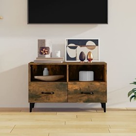 Meuble TV Chêne fumé 80x36x50 cm Bois dingénierie