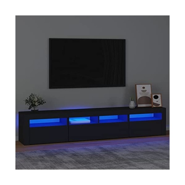 Goliraya Meuble TV avec Lumières LED Banc TV Bois Meuble de Salon Meuble Stéréo Meuble Television Support TV Noir
