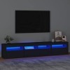 Goliraya Meuble TV avec Lumières LED Banc TV Bois Meuble de Salon Meuble Stéréo Meuble Television Support TV Noir