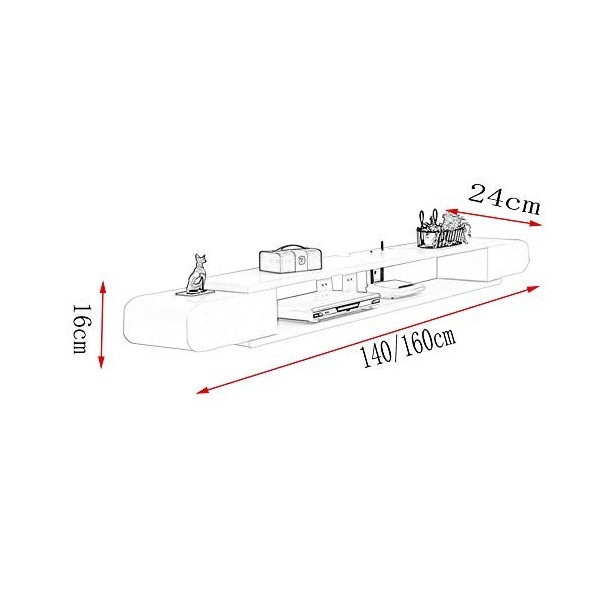Brooke shop Meuble TV Flottant, éTagèRe Pour Meuble TV Mural Simple Domestique Composants TV, Meuble TV Mural avec Cloisons F