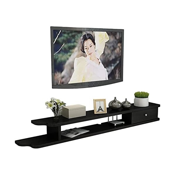 EsEntL Meuble TV, Meuble Bas TV, étagères flottantes, Console multimédia TV Murale, cloison de Rangement pour décodeur, Une v