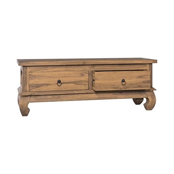 lvssiao Meuble TV pour salon, meuble TV en bois massif en teck 110 x 35 x 40 cm très résistant Module TV pour chambre à couch