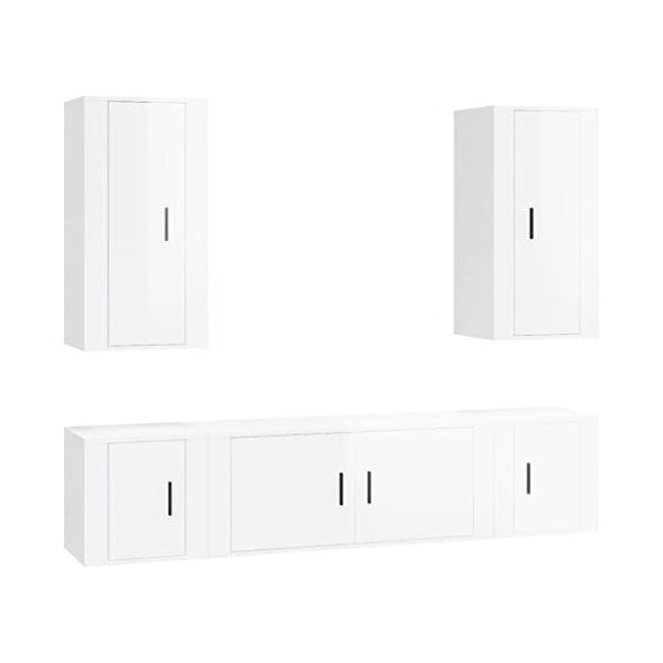 vidaXL Ensemble de Meubles TV 5 pcs Blanc Brillant Bois dingénierie