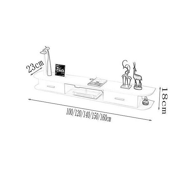 Brooke shop Table TV Flottante, Meuble TV Mural avec Cloisons Flottantes Pour DéCodeur TV Satellite DVD, DéCodeur CâBle, Meub