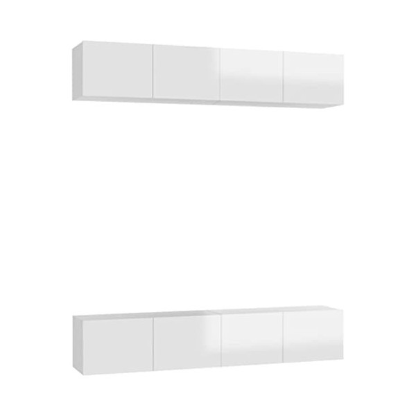 Générique Meubles TV 4 pcs Blanc Brillant 80x30x30 cm Aggloméré,49.6 KG,3079270, Meubles, Meubles TV