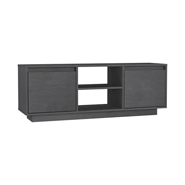 Meuble TV Gris 110x30x40 cm Bois de pin massif