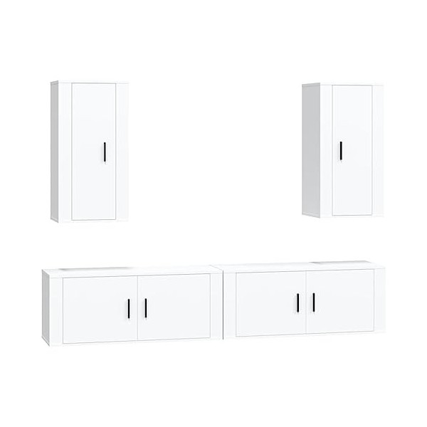 Ensemble de Meubles TV 4 pcs Blanc Bois dingénierie - Meuble TV sur Salle de Séjour, Salon et Chambre à Coucher