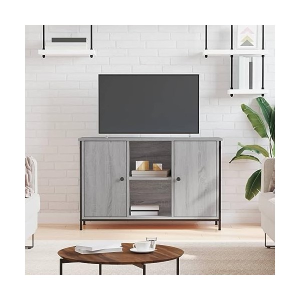 Home Furniture Meuble TV de jardin en bois Sonoma Gris 100 x 35 x 65 cm