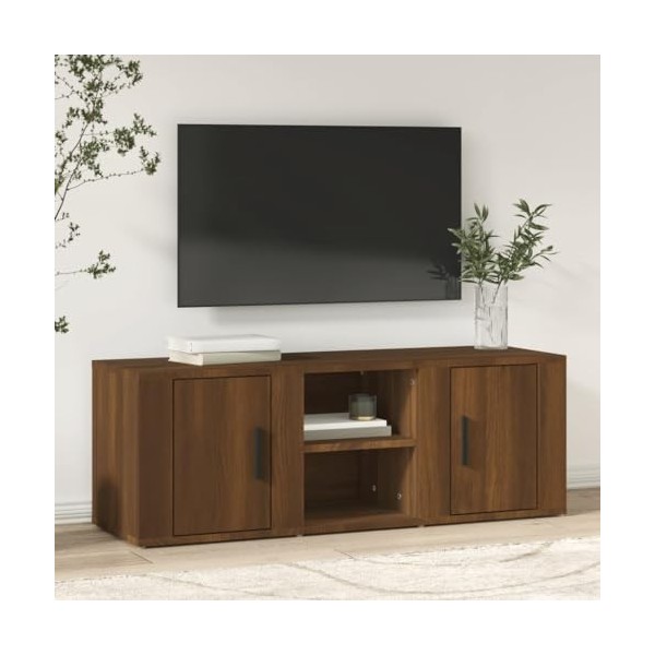 WREWING Meuble TV,Support pour Téléviseur Jusqu’à 50-80 Pouces,Table Télé avec Étagères Réglables,Bas Table TV Support de Tél