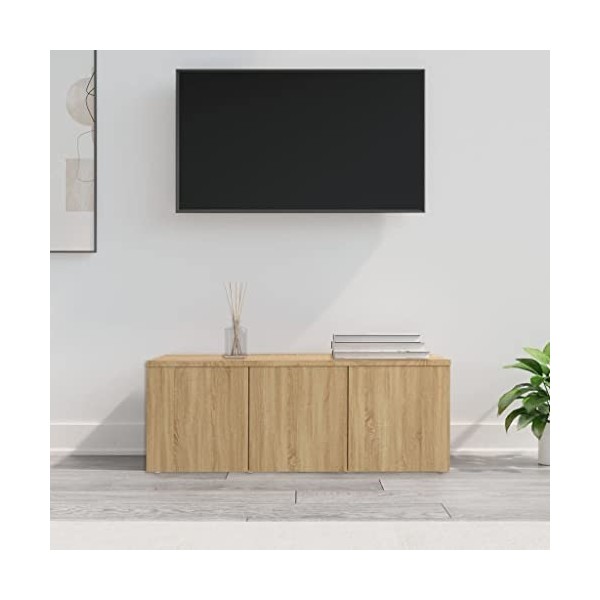 VEEKI Meuble TV, Meuble TV Suspendu, Meuble TV Blanc, Meuble TV Industriel, Meubles de Salon, Salon, Chambre, Cadre en Acier,