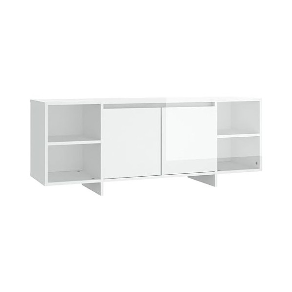 TEKEET Centres de divertissement et meubles TV, meuble TV blanc brillant, 130 x 35 x 50 cm, bois dingénierie