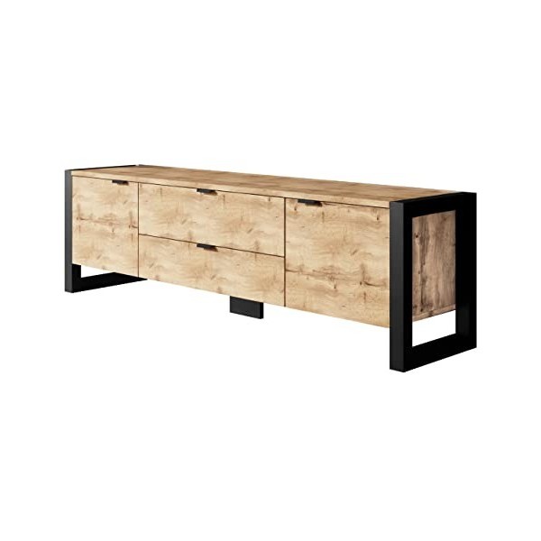 Mirjan24 Berizo 160 Meuble TV bas avec 2 tiroirs et 2 portes, meuble TV, meuble TV, meuble bas, meuble TV chêne Wotan/chêne 