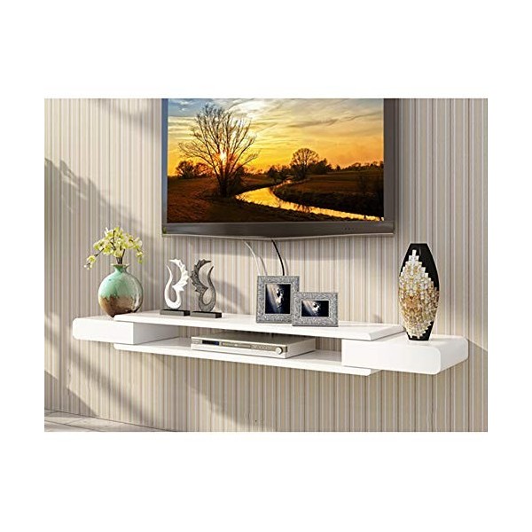 L&T Étagère TV Murale à 2 Niveaux pour Console multimédia à Suspendre - pour boîtes de câbles, routeurs, télécommandes et lec