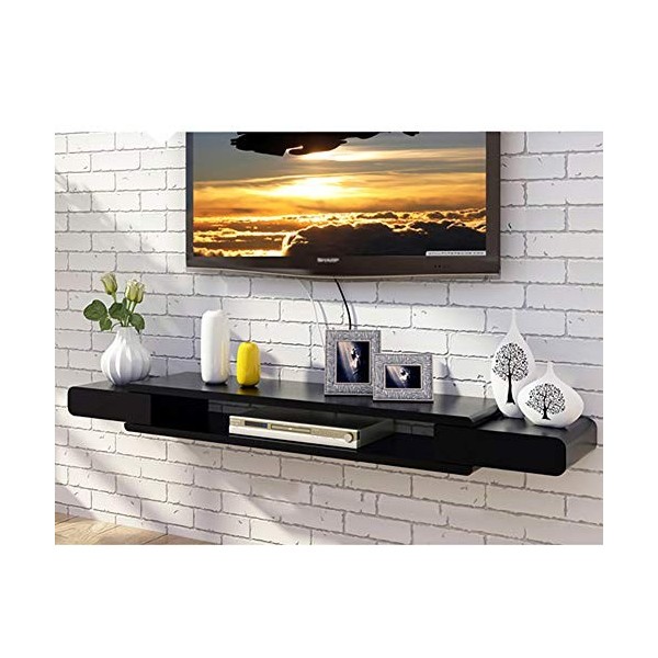 L&T Étagère TV Murale à 2 Niveaux pour Console multimédia à Suspendre - pour boîtes de câbles, routeurs, télécommandes et lec