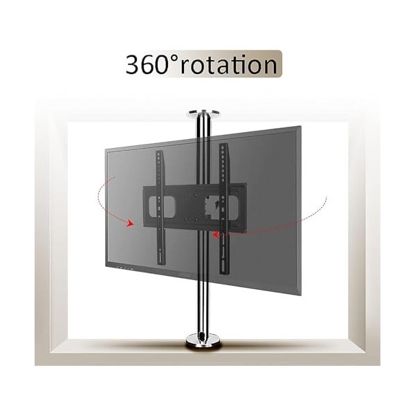 Support TV Inclinable Et Pivotant - Support De Sol À Cadre Rotatif À 360 Degrés pour Téléviseur LCD, Support Tournant De Cloi