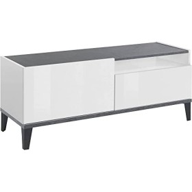 Dmora Meuble de séjour, fabriqué en Italie, Support pour TV de Salon à 1 Porte et 1 tiroir, 120 x 40 x 47 cm, Blanc Brillant 