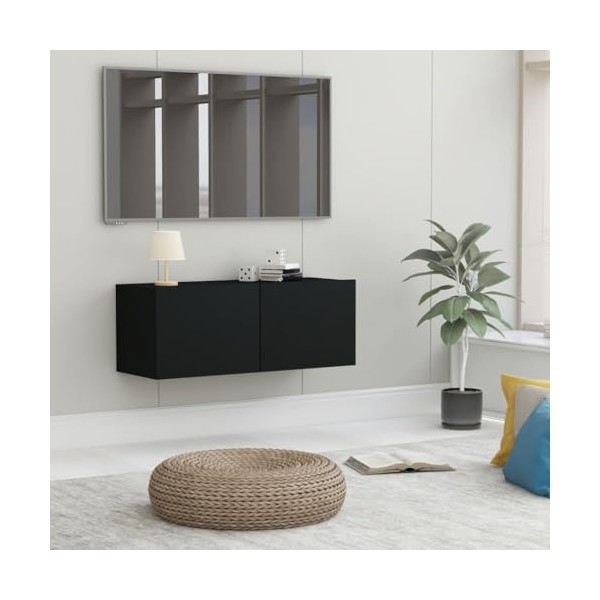 vidaXL Meuble TV en aggloméré Noir 80 x 30 x 30 cm