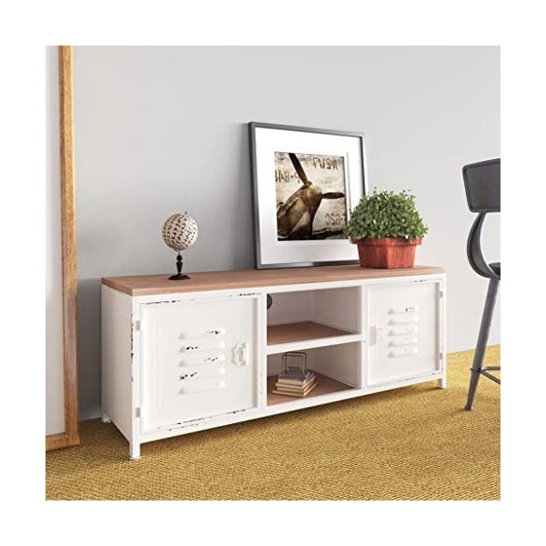 VEEKI Meuble TV, Meuble TV Suspendu, Meuble TV Industriel, Meuble TV Bois, Meuble Chambre, Convient pour Salon ou Chambre, Bl