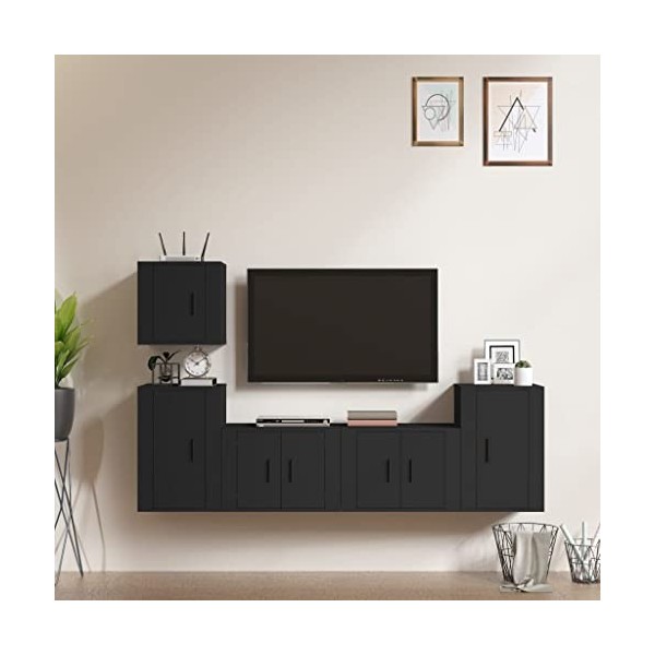 WREWING Meuble TV,Bas Table TV Support de Télévision en Bois pour Salon Chambre Salle à Manger,Support pour Téléviseur Jusqu’