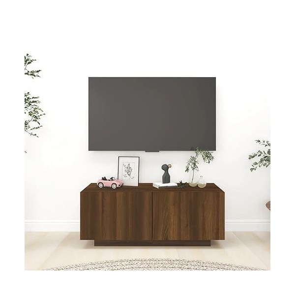 Meuble TV Chêne Marron 100x35x40 cm Bois dingénierie - Meuble télé, Meuble TV Industriel, Meuble Chambre, Convient pour Salo