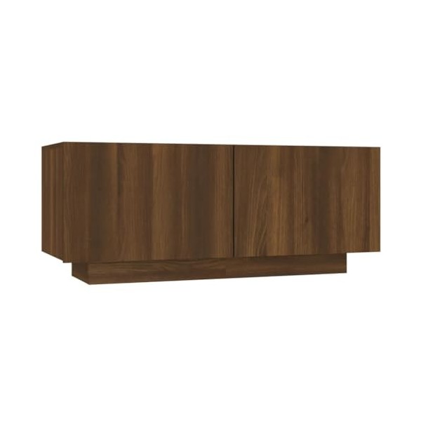 Meuble TV Chêne Marron 100x35x40 cm Bois dingénierie - Meuble télé, Meuble TV Industriel, Meuble Chambre, Convient pour Salo