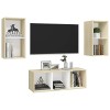 Susany Ensemble de Meuble TV Suspendu pour Salon Meuble TV Mural 3 pcs Gris Brillant Aggloméré