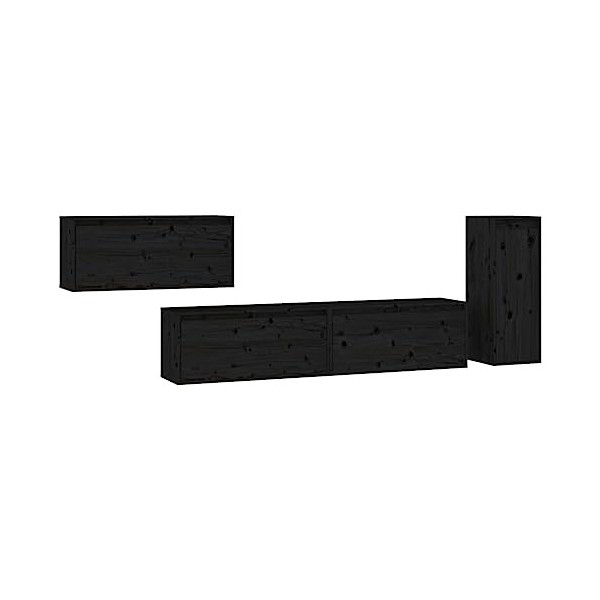 Générique Meubles TV 4 pcs Noir Bois Massif de pin,32.43 KG,3100223, Meubles, Meubles TV