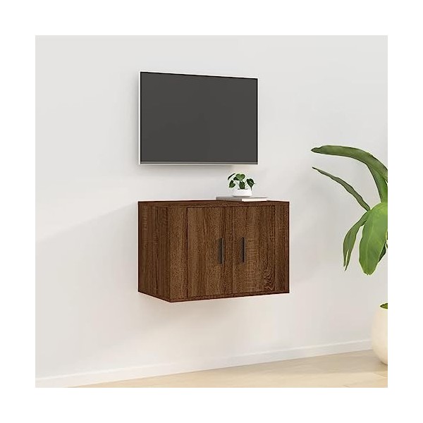 Meuble TV Mural Chêne Marron 57x34,5x40 cm - Meuble TV, Armoire Basse Centre, Support Télé pour Salon Chambre,