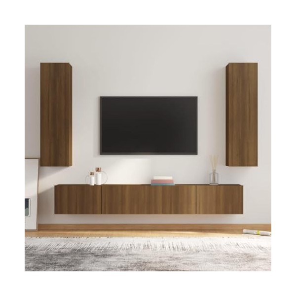 Camerina Ensemble de Meubles TV 4 pcs Chêne Marron Bois dingénierie,Meuble TV,Table Basse Salon Meuble TV,Table Basse LED Co