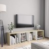 UTUMAX Meuble de rangement pour livre/TV Blanc et chêne sonoma 143 x 30 x 36 cm
