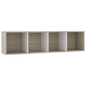UTUMAX Meuble de rangement pour livre/TV Blanc et chêne sonoma 143 x 30 x 36 cm