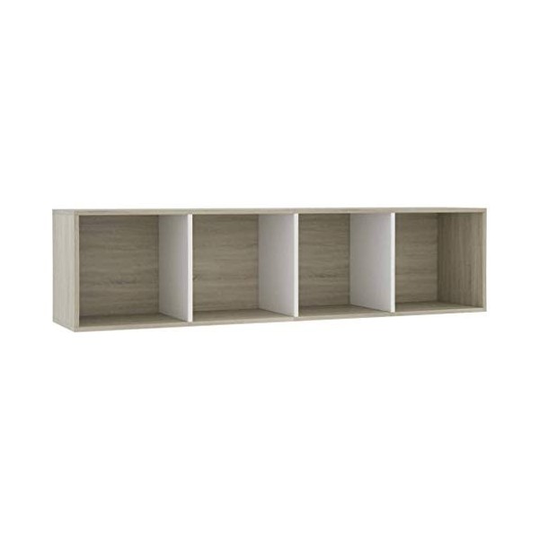 UTUMAX Meuble de rangement pour livre/TV Blanc et chêne sonoma 143 x 30 x 36 cm