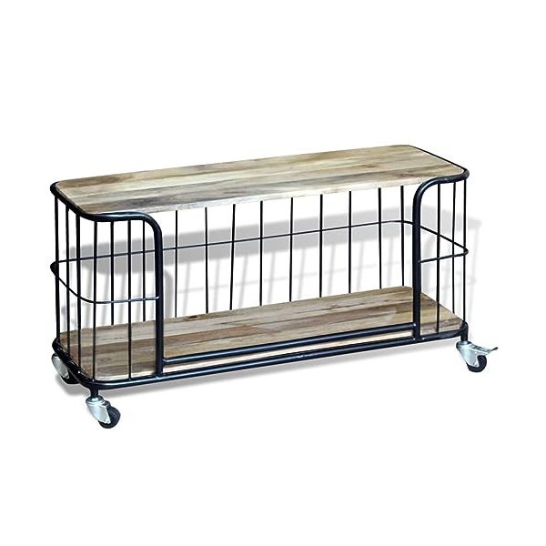 ZEYUAN Meuble TV 100 x 40 x 45 cm Bois de manguier Massif,Table Television Salon,Meuble Télé Haut,Meuble TV Haut