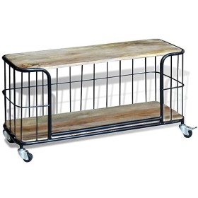 ZEYUAN Meuble TV 100 x 40 x 45 cm Bois de manguier Massif,Table Television Salon,Meuble Télé Haut,Meuble TV Haut