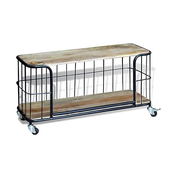 ZEYUAN Meuble TV 100 x 40 x 45 cm Bois de manguier Massif,Table Television Salon,Meuble Télé Haut,Meuble TV Haut