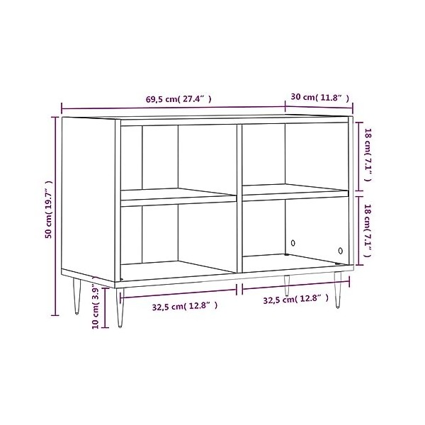 Hovothy Meuble TV Design Classique Chêne Sonoma 69,5x30x50 cm Bois dingénierie Résistance à lhumidité Armoire Stéréo Grand 