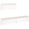 JUNZAI Meubles TV 3 pcs Blanc Bois Massif de pin,Table TV,Ensemble Meuble TV,Meuble TV