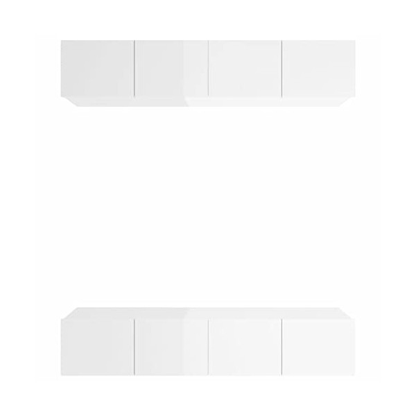 CIADAZ Meubles TV 4 pcs Blanc Brillant 80x30x30 cm Bois dingénierie,Table Television Salon,Meuble Télé Haut,Meuble TV Haut