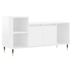 KEAAN Centres de divertissement et meubles TV, meuble TV blanc brillant, 100 x 35 x 55 cm, bois dingénierie