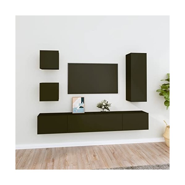 WREWING Meuble TV,Support Télé avec Étagères Réglables, euble TV à Suspendre, Lowboard Sideboard,TV,Table Télévision avec Por