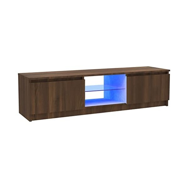 vidaXL Meuble TV avec lumières LED chêne Marron 120x30x35,5 cm