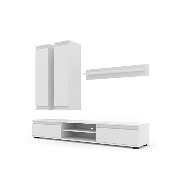 BIM Furniture LUSIA Lot de 3 meubles muraux pour meuble TV à suspendre Blanc