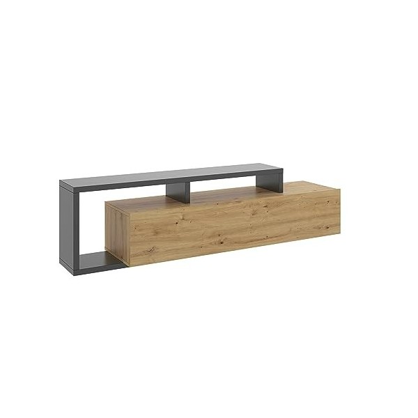 Dmora Meuble TV Maiella, Bas, Buffet de Salon pour télévision, 165 x 40 x 47 cm, chêne Noeuds et Anthracite