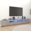 Canditree Meuble TV Moderne avec Lumières LED Banc TV Support de Télévision avec Espace de Rangement 260 cm Gris béton 